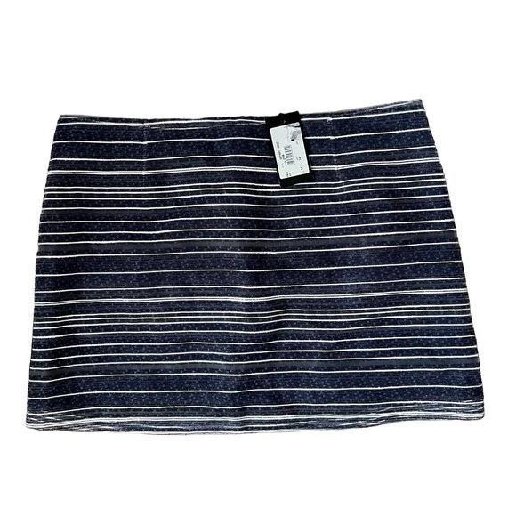 NWT A/X Armani Exchange 14 XL Mini Skirt Navy Blue Sheer Overlay Striped Short - Picture 3 of 7